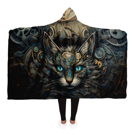Steampunk Cat - Hooded Blanket